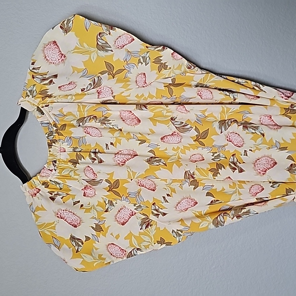 Lauren Conrad Romantic Flirty Summer Twee Yellow Floral Cap Sleeve Dress XXL - Picture 9 of 11